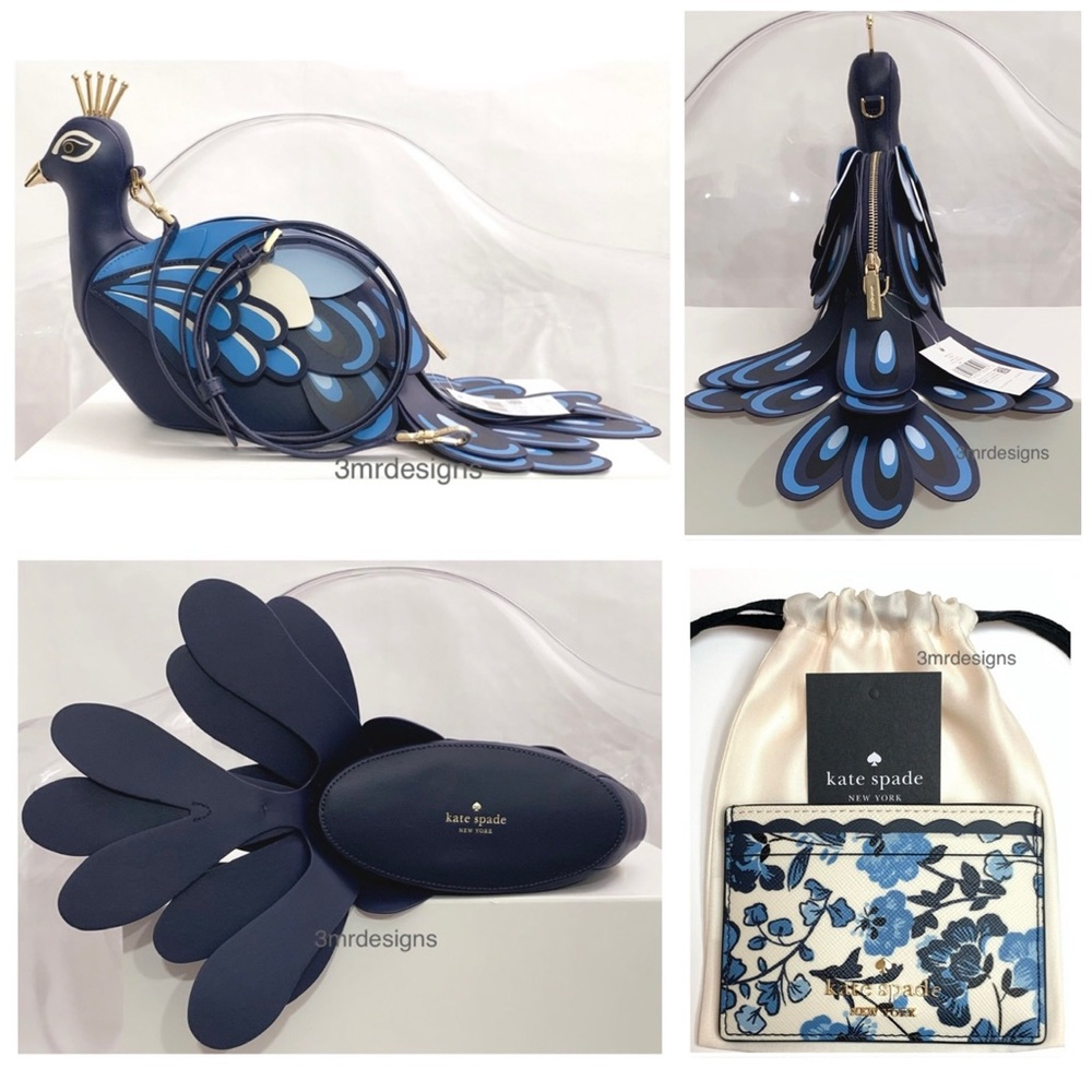 NWT Kate Spade ♠️ PLUME PEACOCK Saffiano Leather Crossbody Bag & Card Holder Set